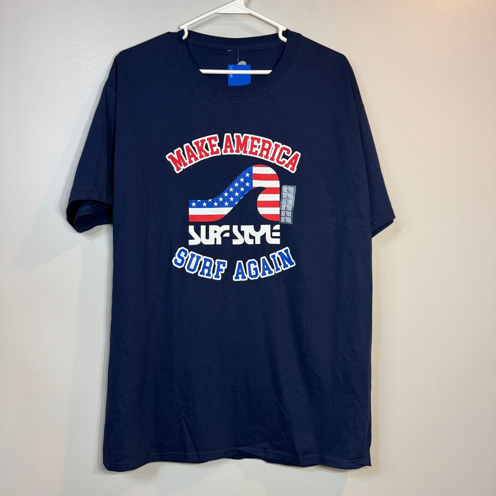 Surf Style Make America Surf Again T‎ Shirt Navy Blue Men's Large Beachwear